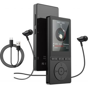 Lecteur Mp3 64 Go, Mp3 Bluetooth 5.3 Avec Haut-Parleurs, Lecteur Musique, Enregistreur Vocal, Radio Fm, Cha&icirc;ne Hi-Fi, &Eacute;couteurs, &Eacute;cran Couleur 2,4 Pouces, Emplacement Pour Carte Tf 128 Go, Noir - Neuf