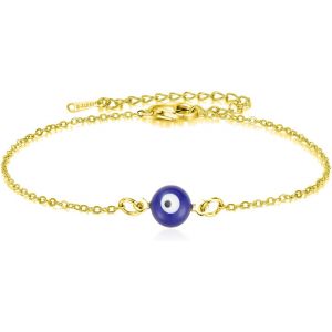 Eryi-Bracelet Mauvais ?il Pour Femme - Bleu - Breloque À Lien Réglable En Acier Inoxydable - Bijou De Protection Turc - Cadeau Pour Homme - Neuf