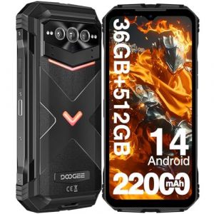 DOOGEE V Max Plus 5G Telephone Incassable, 22000mAh,200MP+32MP,36Go+512Go Noir - Neuf