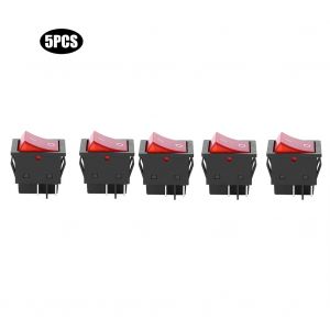 Lot de 5 interrupteurs a bascule a LED, bouton rouge, accessoire de controle industriel, 250 V, 10 A, plastique - Neuf