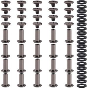20 Set M5x12mm Chicago Vis AssNickel Noirtiment Kit,Rivets pour Cuir CrucifNickel Noirme,Vis de Reliure,pour DIY,DécNickel Noiration de Cuir,Réparation de Reliure,Nickel Noir - Neuf