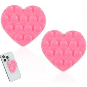 Silicone Ventouse T&eacute;l&eacute;phone,2 Pi&egrave;ces Support de T&eacute;l&eacute;phone Portable en Silicone Multi usages Ventouse Voiture Support t&eacute;l&eacute;phone Portable Mains Libres antid&eacute;rapant Selfies et vid&eacute;os (Rose) - Neuf