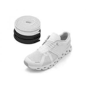 Lacets Ronds Sans Noeud &Eacute;lastiques 50cm Noir Et Blanc Pour Chaussures De Sport Et Baskets - Lot De 2 Paires En Caoutchouc - Neuf