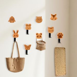 Lot de 9 Porte Manteau Enfant, Patere Murale Bois Animaux, Crochet Porte Manteau Enfant Mural, Pat&egrave;re Murale Adh&eacute;sive sans Percage pour Chambre d'Enfant,Salle de Bain,Cr&egrave;che - Neuf