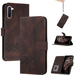 Kal-Store Handyh&uuml;lle F&uuml;r Samsung Galaxy Note 10,Tpu Klapph&uuml;lle Schutzh&uuml;lle F&uuml;r,Lederh&uuml;lle Mit Standfunktion Und Kartenfach-Braun - Neuf