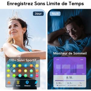 Montre Connect&eacute;e Femme Homme, Smartwatch Cardiofrequencem&egrave;tre Moniteur de Sommeil Pression Art&eacute;rielle 100 Modes Sportifs Compatible Android iOS pour Homme Femme Montre Intelligente - Neuf