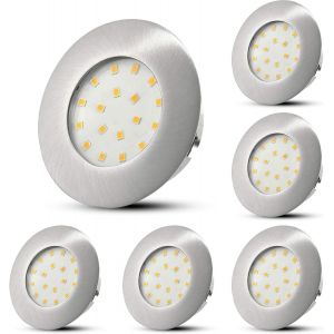 Subzonal-Spot Led Encastrable Extra Plat 5w 6x Spots Led 220v 60mm-68mm Blanc Chaud 500lm Ronds Nickel Spots De Plafond - Neuf