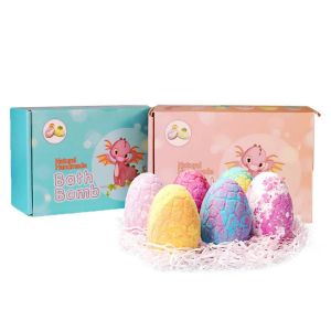 Coffret cadeau de 6 bombes de bain avec jouets dinosaures &agrave; l'int&eacute;rieur Kit de boules p&eacute;tillantes pour le bain spa s&ucirc;r - Neuf