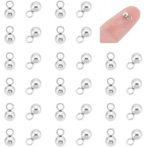 Kal-Environ 100pcs Breloques Ronds Breloques Acier Inoxydable 4mm Petite Boule Breloques Pendentif Boule Perles Rondes Pendentifs Pour Diy Bracelets Collier Fabrication De Bijoux - Neuf