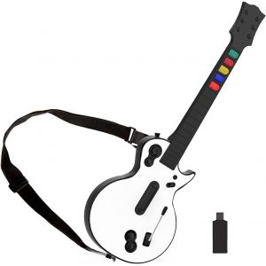 Manette Guitar Hero Pour Pc Et Ps3,Guitare Sans Fil Pour Jeux Guitar Hero 3/4/5 Et Rock Band 1/2,Guitare Guitar Hero Contrôleur Avec Sangle De Guitare (Ten Keys/White) - Neuf