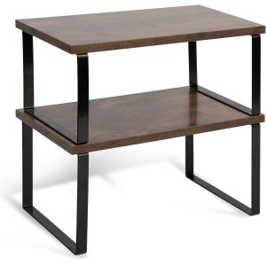 Lot de 2 &eacute;tag&egrave;res en bois et m&eacute;tal pour armoires de cuisine (marron rustique et noir) - Neuf