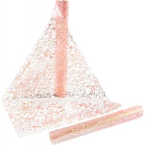 Mevronisshop-Mode Boho En Organza Rose Chemin De Table, Rose Paillet&eacute; D&eacute;coration Table Runner, 28 Cm X 10 M Ruban Bricolage Organza Rouleau, D&eacute;coration De Table Pour C&eacute;l&eacute;brations,Mariage, F&ecirc;tes De B&eacute; - Neuf