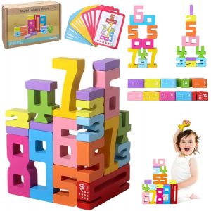 ChenQuanSarl-Lot De 20 Blocs De Construction Num&eacute;rot&eacute;s, Jouets Montessori &Agrave; Partir De 3 Ans, Chiffres De Diff&eacute;rentes Tailles, Blocs De Construction, Blocs De Construction, Jeu D'Empilage Pour Gar&ccedil;ons - Neuf
