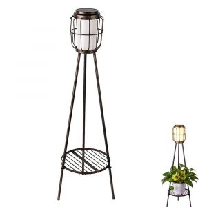 Lampadaire Solaire Avec Support Pour Plantes, Id&eacute;al Pour La D&eacute;coration De Jardin Et De Pelouse. - Neuf