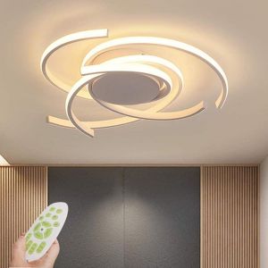 Subzonal-Plafonnier Led Moderne &Agrave; Intensit&eacute; Variable Avec Table De Salle &Agrave; Manger T&eacute;l&eacute;command&eacute;e Cr&eacute;ative En Forme De Fleur En Spirale Design Lustre En M&eacute;tal Acrylique Pour Le Salon - Neuf