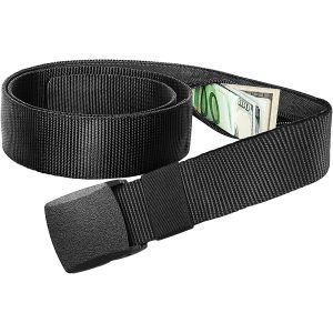 KALANKA-Ceinture &agrave; monnaie pour homme et femme avec compartiment secret, 120 cm, r&eacute;glable avec compartiment secret, ceinture de s&eacute;curit&eacute; de voyage, avec fermeture &eacute;clair, pour voyage, protection cont - Neuf