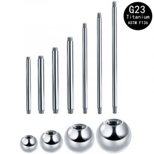 3pcs Tige De Clou De Langue Externe 14g/16g G23 En Acier Au Titane, Tige De Clou D'oreille Filetée, Clou D'oreille En Os D'oreille, Aiguille De Connexion Décorative-Tige Droite Couleur Titane (Filetage E - Neuf