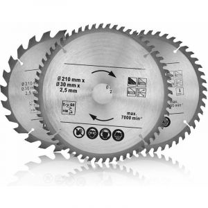 Lot de 3 Lames de Scie Circulaire Carbure de Tungstène, 24T 48T 60T TCT Sah pour Bois Métal et Aluminium (210 x 30 mm) - Neuf