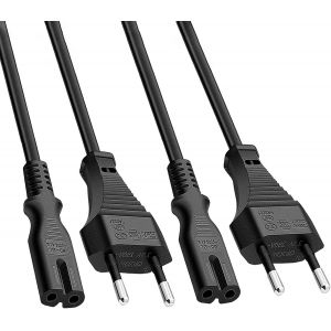 2m Câble D'alimentation Type C - Fiche Euro Vers Connecteur C7 (Euro 8) - Pour Chargeurs De Trottinettes Électriques Xiaomi, Segway-Ninebot, Gotrax - Pour Appareils Domestiques Et De Bureau 2pcs - Neuf