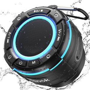 Enceinte Bluetooth Douche, Portable &Eacute;tanche IPX7, Radio FM, Appels Mains-Libres, Autonomie 12H, Haut-Parleur Waterproof avec Ventouse et Crochet pour Salle de Bain Camping Voiture Voyage - Neuf