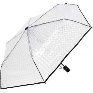 CAP-Parapluie de poche transparent avec effet lenticulaire et poignée colorée et bordure, Noir , 97 cm, Parapluie de poche automatique - Neuf
