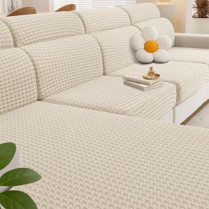 Uaa-Housse Coussin Canapé Extensible, Housse Assise Canapé Antidérapante, Universelle Housse Coussin Canape, Protection Meubles Couvre Pour Canape (3 Places, Beige) - Neuf