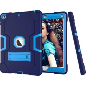 LORANKA-Coque pour iPad 9.7" 2018/2017 6&egrave;me/5&egrave;me G&eacute;n&eacute;ration - Robuste Antichoc Heavy Duty Durable Protection Corporelle Compl&egrave;te Cover Case pour iPad A1893 A1954 A1822 A1823 - [Bleu Marin/Bleu] - Neuf