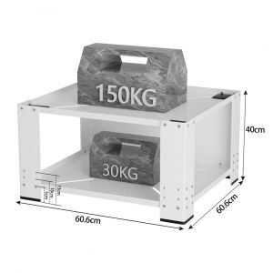 Support de machine &agrave; laver 60.6x60.6x40cm Socle pour machine &agrave; laver 150 kg - Blanc 2 pi&egrave;ces - Neuf