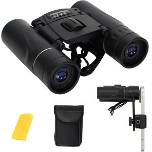 KALANKA-Mini jumelles télescopiques pliables 8 x 21 HD avec adaptateur pour smartphone, sangle de transport et sac de rangement pour observation des oiseaux, concerts, opéra, sport et voyages - Neuf