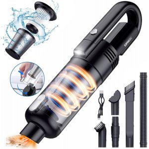 lbgwp60-Aspirateur À Main, Aspirateur De Voiture Sans Fil, 120W 9500Pa Portable Aspirateur Avec Lampe Led, Accessoires Divers, Sac De Stockage, Pour Maison Voiture Table (Noir) - Neuf