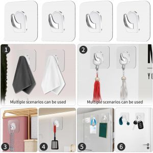 Lot De 16 Crochets Autocollants Tr&egrave;s R&eacute;sistants 10 Kg (Max),Crochets Adh&eacute;sifs Pour Suspension,Crochets Muraux R&eacute;utilisables En Plastique Pour Cuisine,Salle De Bain,Chambre &Agrave; Coucher, - Neuf