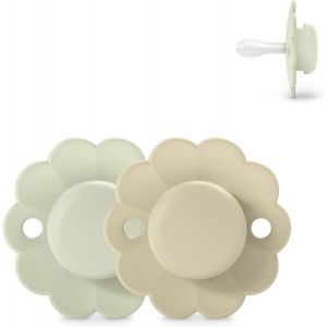 Lot De 2 Sucettes B&eacute;b&eacute; 0/6 Mois,Sucette Ronde Avec T&eacute;tine Sym&eacute;trique Sx Pro En Silicone,R&eacute;versible,Plate,Flexible,Respecte Le D&eacute;veloppement Buccodentaire,Nouveau-N&eacute;,Wonder Aqua/Gray - Neuf