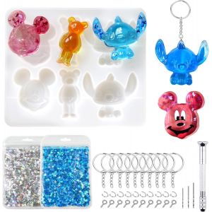 Moule Resine Epoxy,Bijoux Moule Silicone Dessin Anim&eacute; Mignon Porte Cle Kit,De Fabrication De Bijoux En R&eacute;sine Bricolage D&eacute;corations Artisanales - Neuf