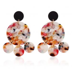 Boucles D'oreilles Pendantes Rondes Geometriques En Resine Acrylique Leopard Pour Femmes, Bijoux Tendance, Cadeau Colore - Neuf