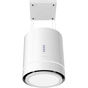 CHECARZHN--NO1-Hotte Aspirante 44Cm Îlot Rond Bolero Flux Cre 448000 White A++. Finition Blanche, Aspiration 800M3/H, Moteur 210W, Commande Electronique, Lumière, Filtre À Charbon - Neuf