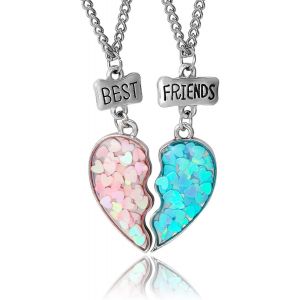 Kal-Amitié Pendentif Collier Ensemble Meilleurs Amis Collier Bff Collier Coeur Amitié Collier Pour 2 Filles, Cadeaux D'anniversaire Pour Les Meilleurs Amis(Véritable Amitié) - Neuf