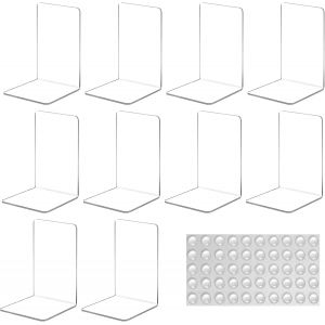 NouvelHorizonstore-Lot de 10 Serre Livre en Acrylique avec Autocollants Antid&iquest;&iquest;rapants pour Chambre &iquest;&iquest;cole Biblioth&iquest;&iquest;que Cale Livre pour L'etagere Bureau - Neuf