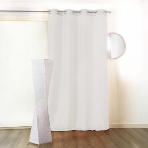 Voilage En Poly/Lin Et Oeillets En Alu Bross&eacute; - Neuf