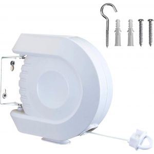 Corde à linge rétractable - Corde à linge murale extérieure, corde à linge, tige extensible et sac à pinces à linge - Corde à linge extensible robuste pour l'extérieur - Neuf