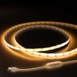 ERYI-Usb Bande Led Cob 5V Chaud Blanc 2700K 2M, Dimmable Densité 640Leds Ruban Lumineuse Led Cob Flexible Découpable Bande Led Pour Tv Rétroéclairage, Armoire, Chambre, Éclairage Maison Diy - Neuf