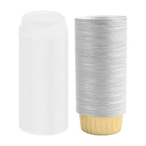 100 Caissettes À Cupcakes Jetables En Aluminium Avec Couvercles - Neuf