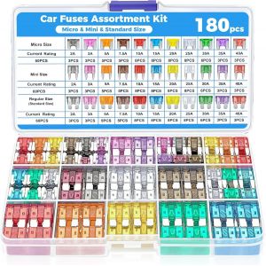180PCS Fusible Voiture,Fusible Voiture,Fusibles pour Auto,Mini Fusible Voiture,Fusible Moto,Boite Fusible,Fusible Auto,Boite Fusible Voiture,Fusible Automobile,Fusibles Automobile Truck/Moto - Neuf