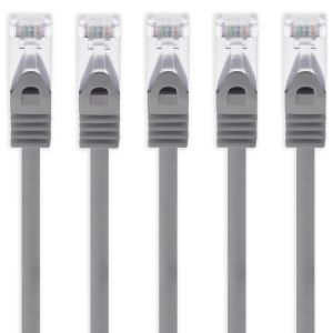 TIANYI-3,0 m - gris - 5 pi&egrave;ces c&acirc;ble r&eacute;seau CAT.7 c&acirc;ble patch Sftp (c&acirc;ble brut) (SET) 10000Mbit/s - 500 MHz assembl&eacute; avec 2 fiches RJ45 Cat6a - Neuf