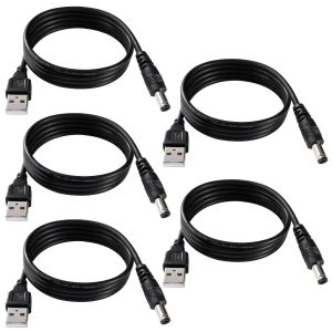 5 Pièces 1m 24AWG Cable USB vers DC 5V, USB vers 5.5x2.1 mm DC Barrel Jack Adaptateur D'alimentation, pour Appareils Électroniques, Ordinateurs Portables - Neuf
