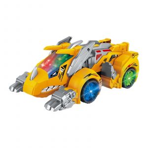 Toy Cars Two-in-one Spray Deformation Dinosaur Car Music Universal Wheel Driving Children's-emitting Toy Car_c24070312-Jaune - Neuf
