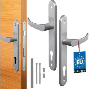 Poign&eacute;e de Porte 90 mm Gauche Droite pour Cylindre Profil&eacute; Ensemble de Porte Noir Garniture de Porte Ensemble de poign&eacute;es de Chambre Poign&eacute;e de Porte en Aluminium - Neuf