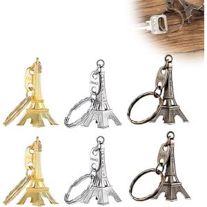 Asas-Lot De 6 Porte-Clé Tour Eiffel Cadeaux Souvenir,Sac À Main Pour Les Filles Porte-Clés Rétro Porte-Clés Paris Porte-Clés Tour Eiffel Porte-Clés,Mini Tour Eiffel Statue Petit Cadeau Pendentif - Neuf