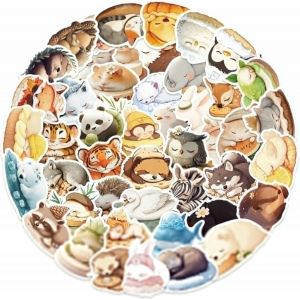 Lot De 50 Autocollants Animaux Enfants, Autocollants Animaux Mignons Imperméable Vinyle Stickers Pour Ordinateur Portable, Skateboard, Bouteille D'eau, Scrapbooking, Décoration Diy (B) - Neuf