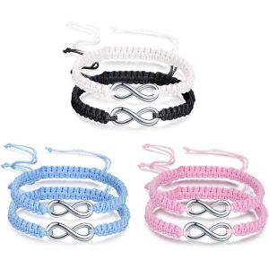 Eryi-Bracelet Tressé En Acier Inoxydable Avec Symbole De L'infini Pour Femme Et Fille, Chaîne Réglable 17-28cm, Cadeau De Noël Ou D'anniversaire (Deux Bracelets) - Neuf
