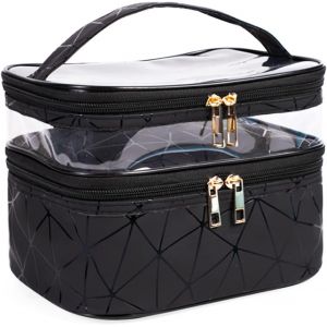 de Maquillage Portable Double Couche de Toilette Imperm&eacute;able Grande capacit&eacute; Sac Cosm&eacute;tique de Voyage Vanity Case avec Brosse Compartiment (Or 5) - Neuf